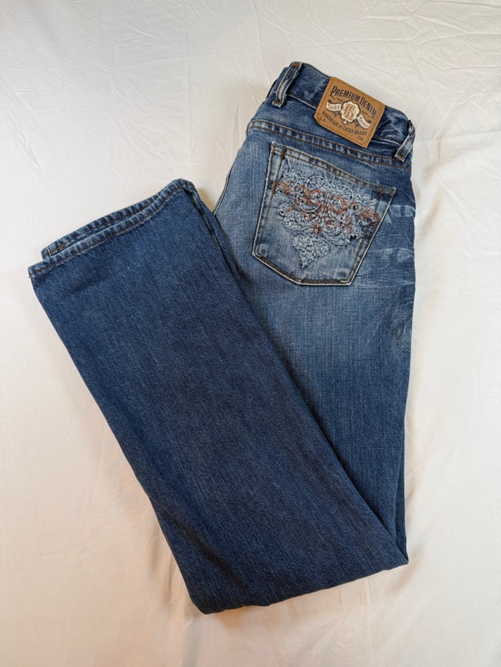 Vintage Lucky Brand Lil Crest Jeans USA Made Gene Montesano Size 4/27 Y2K Denim